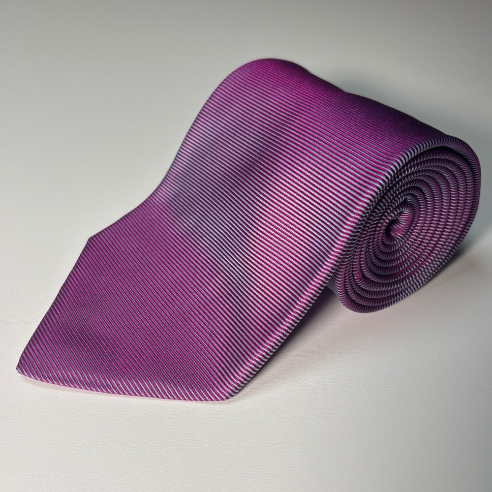 Brooks Brothers Makers Necktie Magenta Blue‎ Shiny Ribbed Silk Tie Made in USA